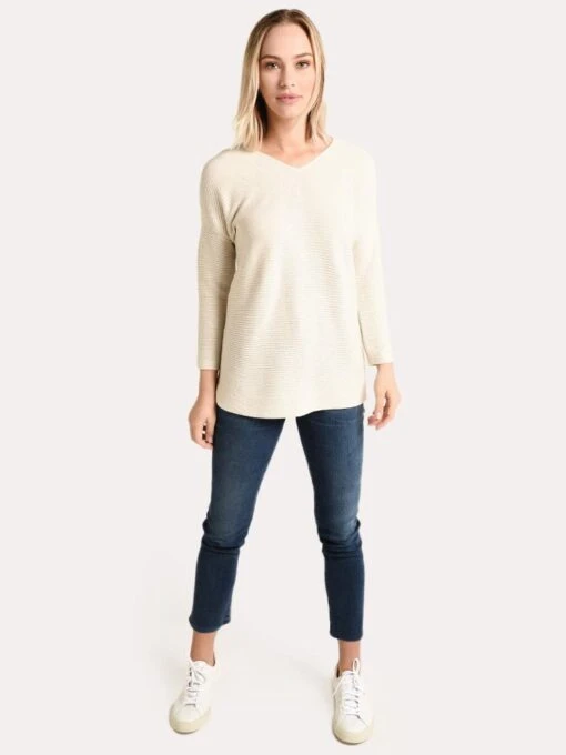 Project J Hi-Low V-Neck Sweater -Clothing Line Store 18255 oatmealalt3