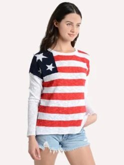 Project J Women's Flag Sweater -Clothing Line Store 19020 redwhitebluealt1