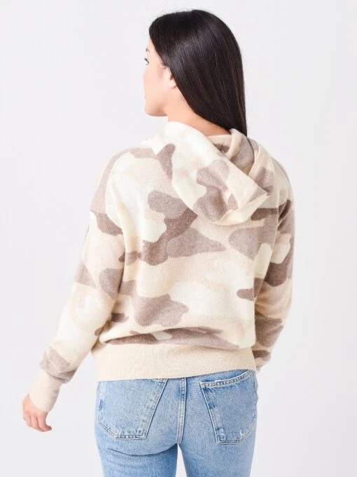 White + Warren Women's Camo Cashmere Intarsia Hoodie -Clothing Line Store