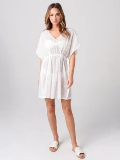 Heidi Klein Cairns Drawstring Mini Kaftan -Clothing Line Store 20RSCR2827xWhitexAlt3