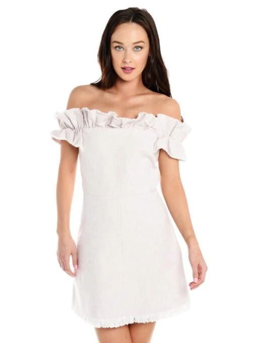 Rebecca Taylor Off The Shoulder Slub Suiting Dress -Clothing Line Store 218745d665 orchid 319df599 cdfd 4101 a718 e3e5ef6d0d03