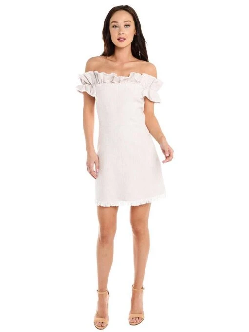 Rebecca Taylor Off The Shoulder Slub Suiting Dress -Clothing Line Store 218745d665 orchidalt1