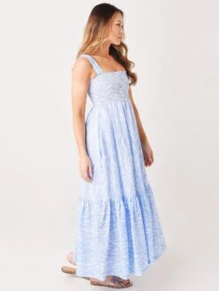 Heidi Klein Women's Cape Verde Smocked Maxi Dress -Clothing Line Store 21SSCV 77xBLUEWHITExAlt2 30414357