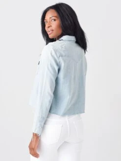 Mother Women's The Super Ex's Crop Fray Button-Up Shirt Jacket -Clothing Line Store 2335 199xALLBROKEDOWNLIGHTxAlt3 45684200