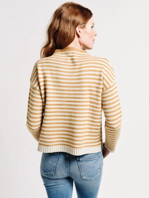 Mo:Vint Long Sleeve Striped Mock Neck Sweater -Clothing Line Store 278 00556 taupealt2