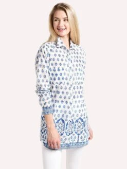 Jude Connally Callie Tunic -Clothing Line Store 307730 SUMMERFOULARDWHITE BLUE 5d29ee5f d2dd 40a0 83ff 3bb4fe6fe0de