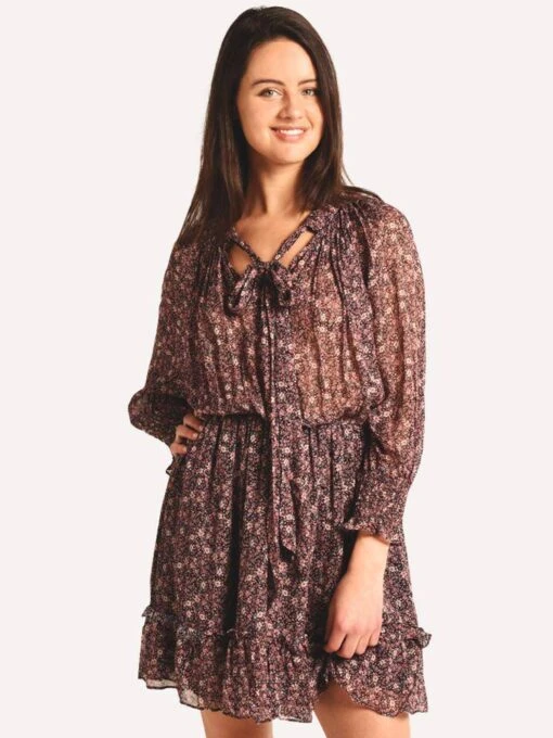 ML Monique Lhuillier Monique Lhuillier Long Sleeve Printed Dress -Clothing Line Store 445763 jetcombo