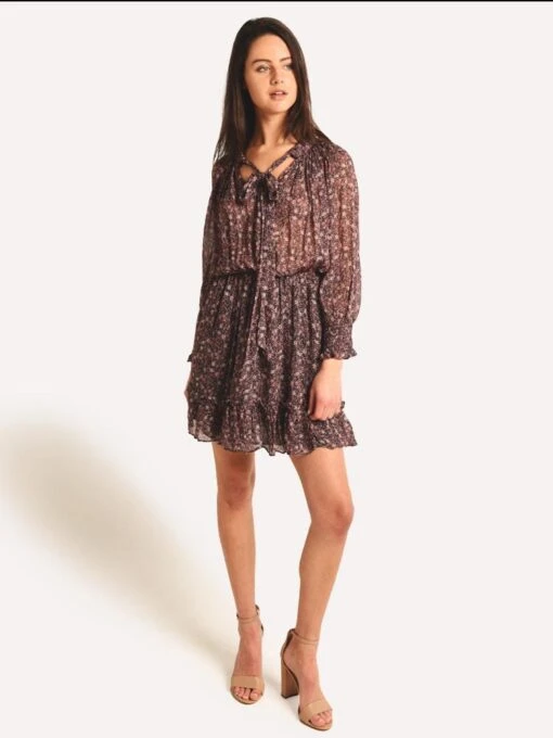 ML Monique Lhuillier Monique Lhuillier Long Sleeve Printed Dress -Clothing Line Store 445763 jetcomboalt3