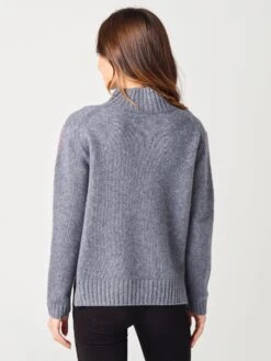 One Grey Day Women's Denver Cashmere Pullover -Clothing Line Store 44OGD801xCHARCOALPINKSHOCKCHAPSxAlt2 22638995