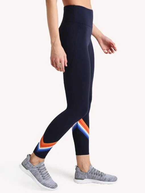 Tory Sport High-Rise Tempo Chevron 7/8 Legging -Clothing Line Store 52262 torynavyalt1