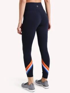 Tory Sport High-Rise Tempo Chevron 7/8 Legging -Clothing Line Store 52262 torynavyalt2