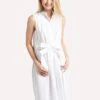 Eleventy Women's Shirt Dress With Belt And Plisse -Clothing Line Store 980ab0035gon27001 01bianco 5dfa00ed 41cb 48a6 abe9 21f2923c6462