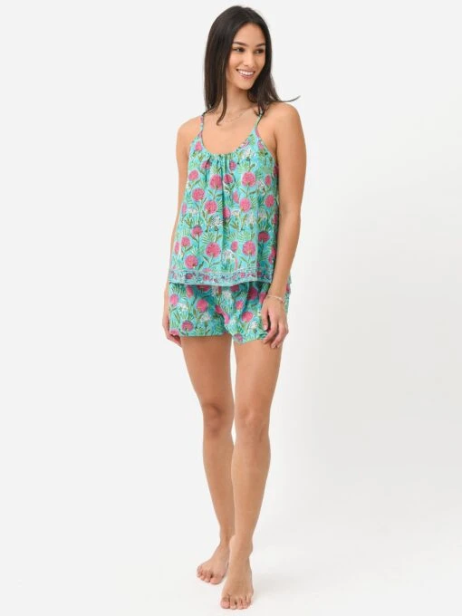 Sur La Vague Women's Aqua Cami Pajama Set -Clothing Line Store