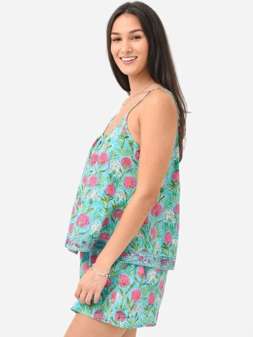 Sur La Vague Women's Aqua Cami Pajama Set -Clothing Line Store