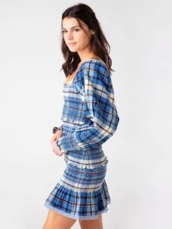 LoveShackFancy Loveshack Fancy Women's Stanley Plaid Mini Dress -Clothing Line Store D1285 906xDENIMSKIESxAlt2 44208388