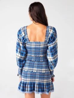 LoveShackFancy Loveshack Fancy Women's Stanley Plaid Mini Dress -Clothing Line Store D1285 906xDENIMSKIESxAlt3 44208392