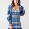 LoveShackFancy Loveshack Fancy Women's Stanley Plaid Mini Dress -Clothing Line Store D1285 906xDENIMSKIESxPrimary 44207912