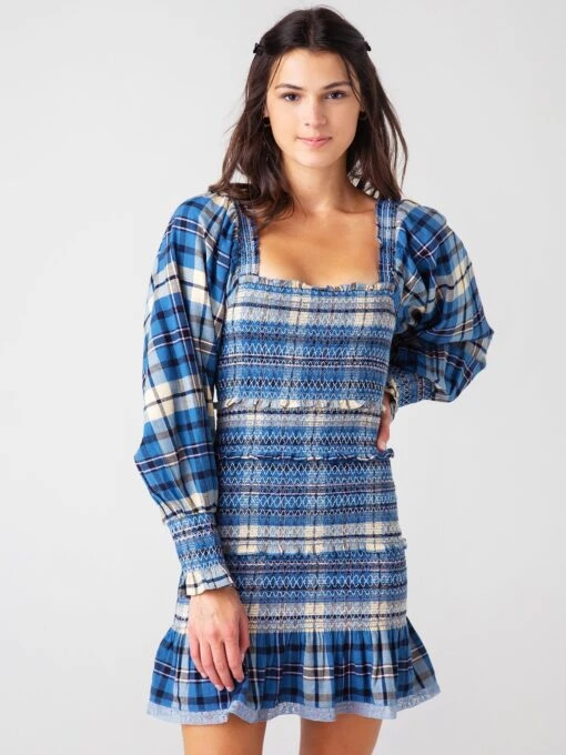 LoveShackFancy Loveshack Fancy Women's Stanley Plaid Mini Dress -Clothing Line Store D1285