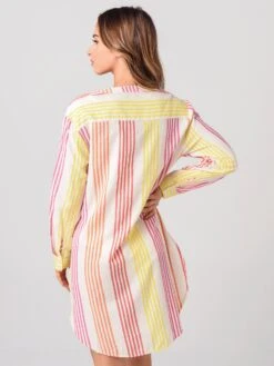 Echo Women's V-Neck Long Sleeve Stripe Tunic Cover-Up -Clothing Line Store EB0139xMULTIxAlt2