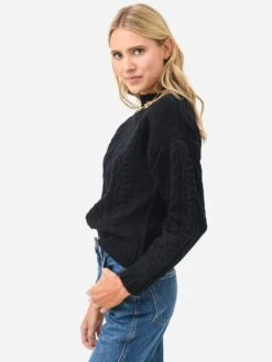 525 America Women's Cable Pullover Sweater -Clothing Line Store FA22S129xBLACKxAlt2 78769485