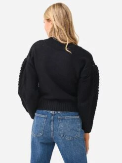 525 America Women's Cable Pullover Sweater -Clothing Line Store FA22S129xBLACKxAlt3 78769487