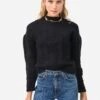 525 America Women's Cable Pullover Sweater -Clothing Line Store FA22S129xBLACKxPrimary 78769477