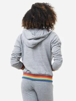 Aviator Nation Women's Rainbow Rib Zip Hoodie -Clothing Line Store HDRBWRIBxHEATHERGREYxAlt3 70468480