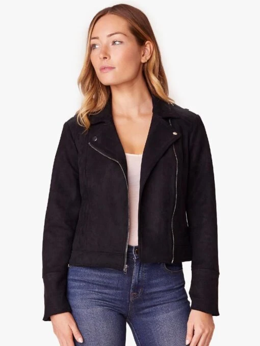 Jack Open Mic Night Faux Suede Moto Jacket -Clothing Line Store JJ302914 BLACK