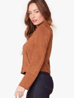 Jack Open Mic Night Faux Suede Moto Jacket -Clothing Line Store JJ302914 CAMELalt1