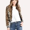 Jack Women's Cat Power Leopard Faux Fur Bomber -Clothing Line Store JJ302921 BLACK