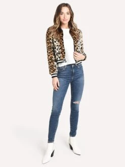 Jack Women's Cat Power Leopard Faux Fur Bomber -Clothing Line Store JJ302921 BLACKalt3