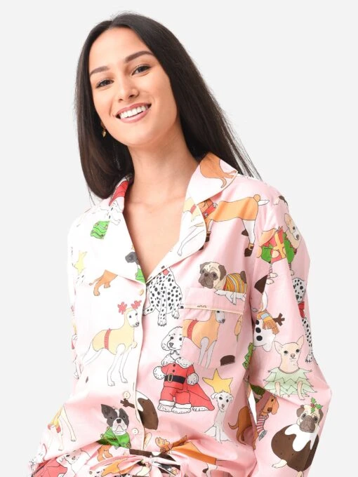 Karen Mabon Women's Christmas Dogs Long Pajama Set -Clothing Line Store KM CD LSPJ