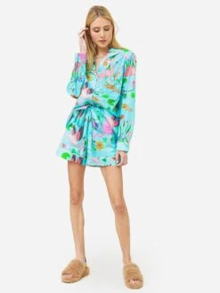 Karen Mabon Women's Flamingo Pond Cotton Short PJ Set -Clothing Line Store KM FP PJxTURQUOISExAlt2 87235665