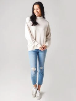 Frame Women's Funnel Neck Sweatshirt -Clothing Line Store LWAC0383xVINTAGEWINTERWHITExAlt3 21866155