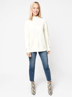 Frame Women’s Boxy Rib Sweater -Clothing Line Store LWSW0698 OFFWHITEalt3