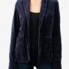 Majestic Women's Velour One-Button Blazer -Clothing Line Store M016 FVE103x002NOIRxPrimary 12845281