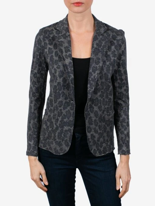 Majestic Women's Leopard Print One-Button Blazer -Clothing Line Store M203