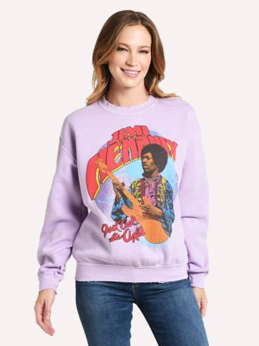 Madeworn Women's Jimi Hendrix Sweater -Clothing Line Store MWJH010SW LILAC