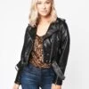 Lth Jkt Women’s MYA Cropped Biker Jacket -Clothing Line Store MYA BLACK