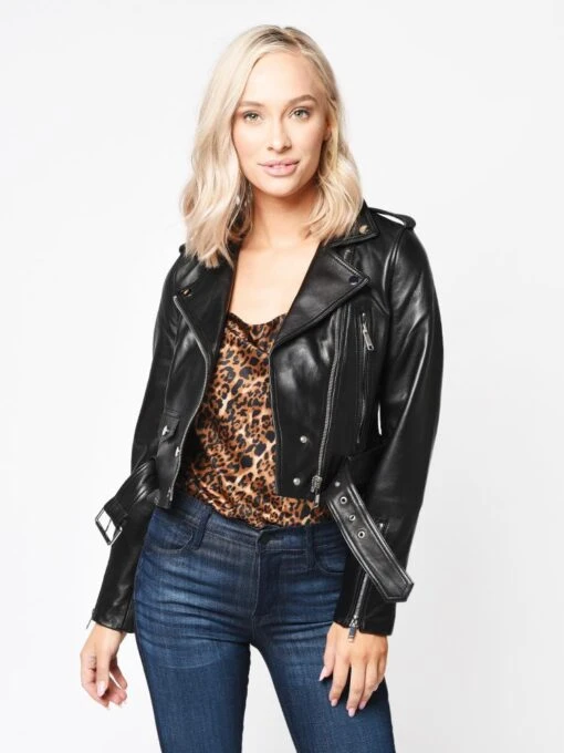 Lth Jkt Women’s MYA Cropped Biker Jacket -Clothing Line Store MYA BLACK