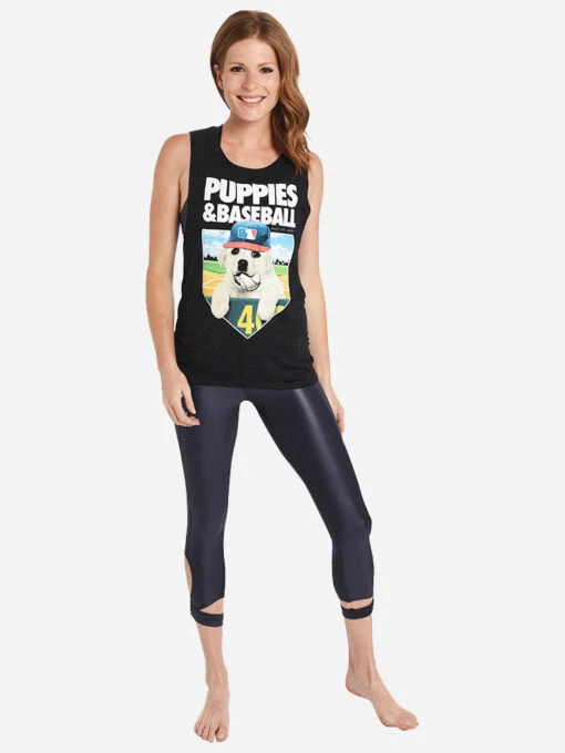 Puppies Make Me Happy Baseball Muscle Tank -Clothing Line Store