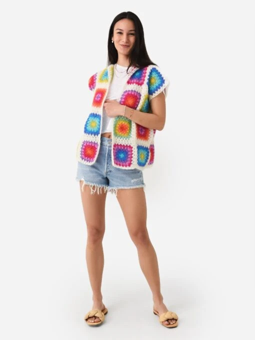 Rose Carmine Women's Sleeveless Patchwork Little Jacket -Clothing Line Store