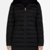 Save The Duck Women’s Sold Stand Collar Coat With Faux Fur Lining -Clothing Line Store S4366WSOLD9 BLACK