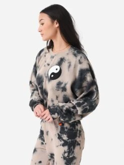 Aviator Nation Women's Hand Dyed Yin Yang Crew Sweatshirt -Clothing Line Store SWHDYYINxTIEDYEDUSTYxAlt2 87695460