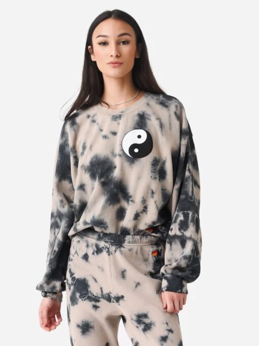 Aviator Nation Women's Hand Dyed Yin Yang Crew Sweatshirt -Clothing Line Store