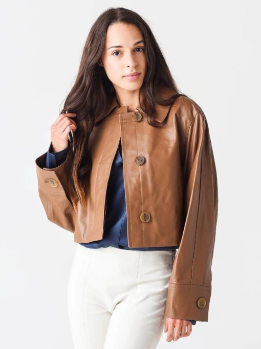 Vince Women's Leather Cropped Jacket -Clothing Line Store