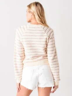 Faherty Brand Women's Pacifica Terry Crew Sweatshirt -Clothing Line Store WKS2113xPEACHCREAMSTRIPExAlt3 36389767