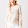 Faherty Brand Women's Pacifica Terry Crew Sweatshirt -Clothing Line Store WKS2113xPEACHCREAMSTRIPExPrimary 36389771