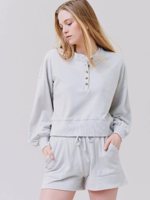 Z Supply Women's Hana Henley Sweatshirt -Clothing Line Store