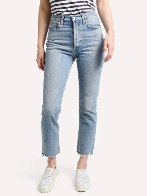 Agolde Riley Hi-Rise Straight Crop Jean -Clothing Line Store a056d 811 zephyr md ltindigo